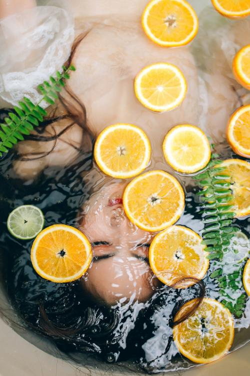 Spa treatment with cucumber slices